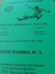 Спартак Луховицы - Динамо-2 Москва. 27 апреля 1997 год