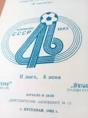 Энергетик Кустанай - Жетысу Талды-Курган. 14 сентября 1983 год