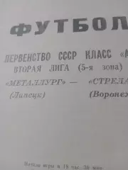 Металлург Липецк - Стрела Воронеж. 12 июля 1984 год