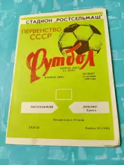 Ростсельмаш - Динамо Брянск. 16 октября 1980 год