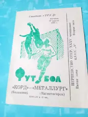 Корд Балаково - Металлург Магнитогорск. 27 апреля 1973 год