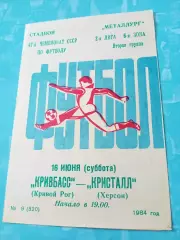 Кривбасс Кривой Рог - Кристалл Херсон. 16 июня 1984 год