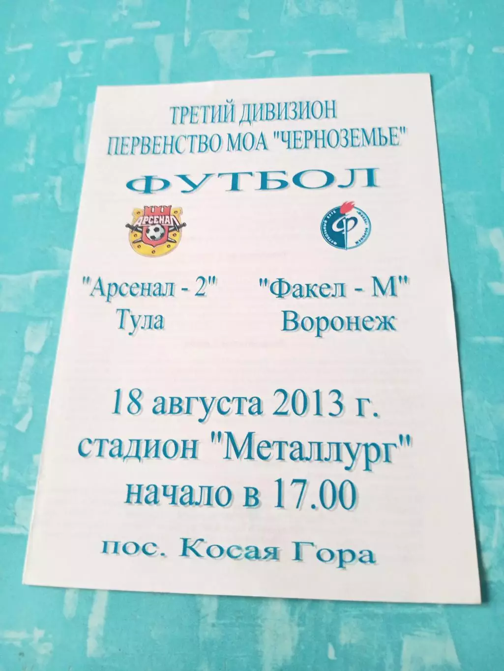 Арсенал-2 Тула - Факел-М Воронеж. 18 августа 2013 год