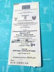 Билет. Россия - Черногория. 12 октября 2015 год