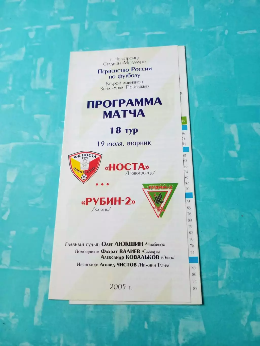 Носта Новотроицк - Рубин-2 Казань. 19 июля 2005 год