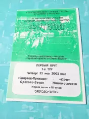 Спартак-Орехово Орехово-Зуево - Дон Новомосковск. 23 мая 2002 год