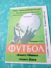 Квант Обнинск - Зенит Пенза. 10 апреля 2022 год