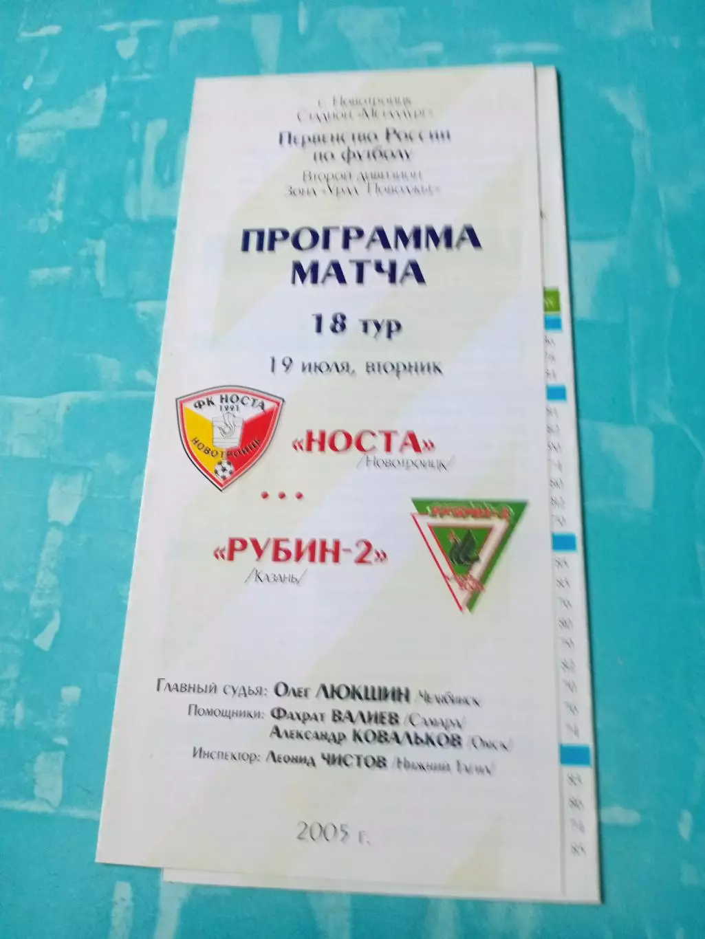 Носта Новотроицк - Рубин-2 Казань. 19 июля 2005 год