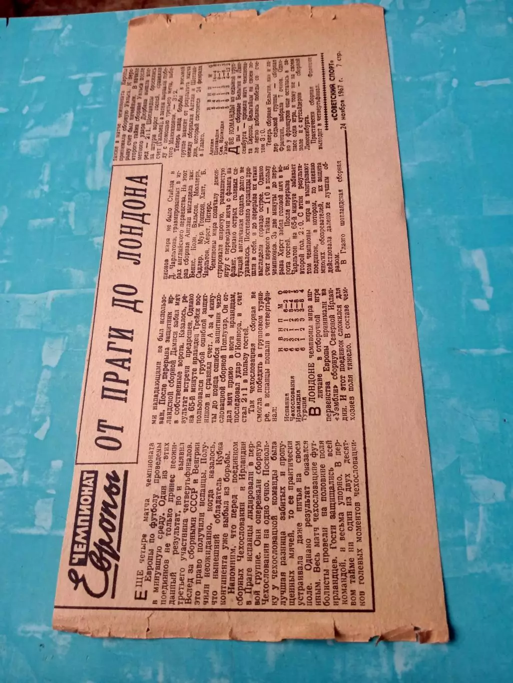 Советский спорт. 1967 год, 24 ноября - см.описание