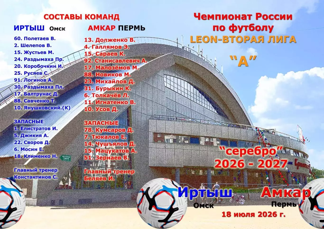 Иртыш Омск - Амкар Пермь. 18 июля 2026 год