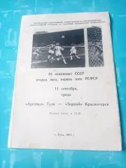 Арсенал Тула - Зоркий Красногорск. 11 сентября 1985 год