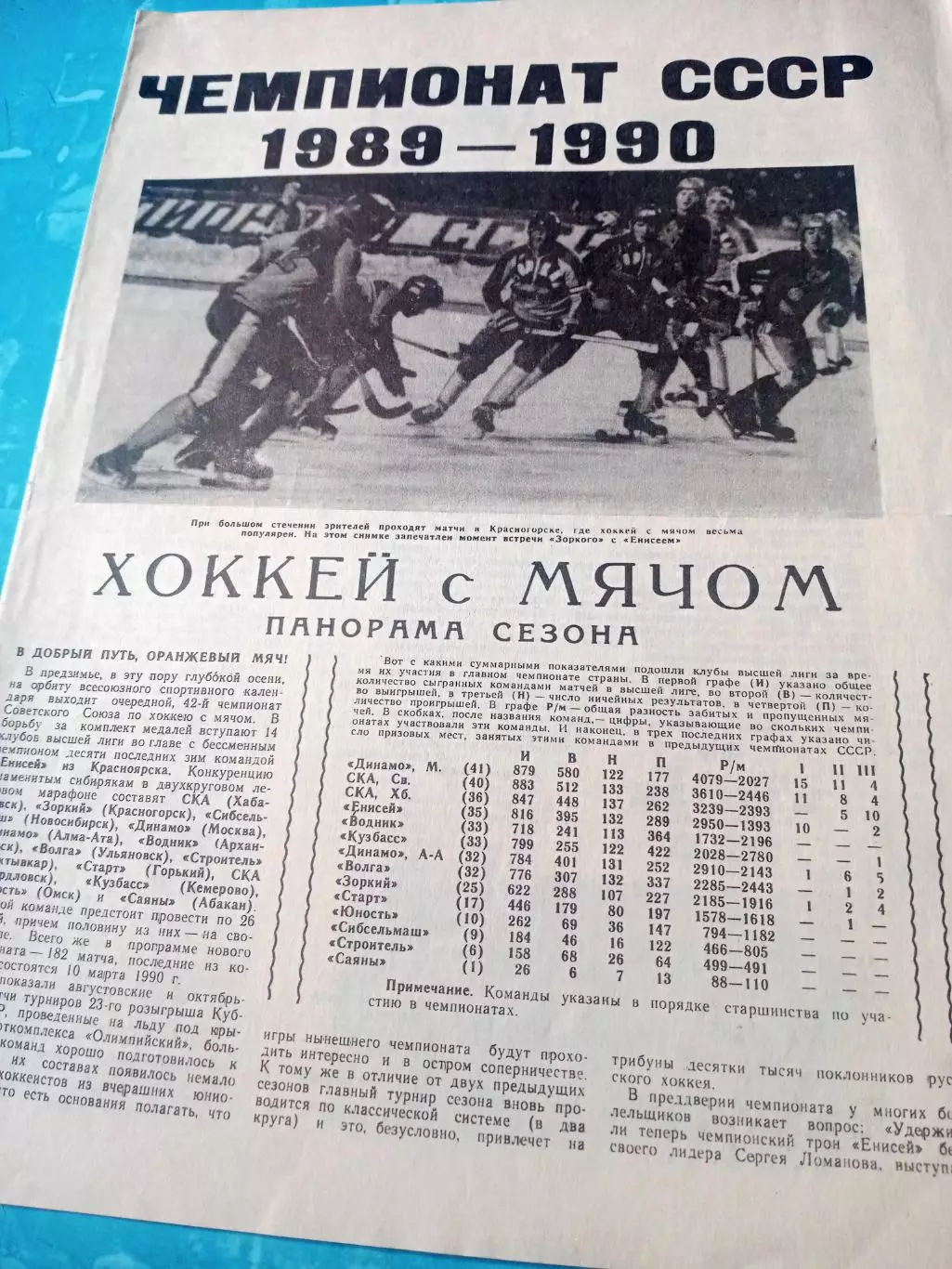 Хоккей с мячом. Москва. 1989/1990
