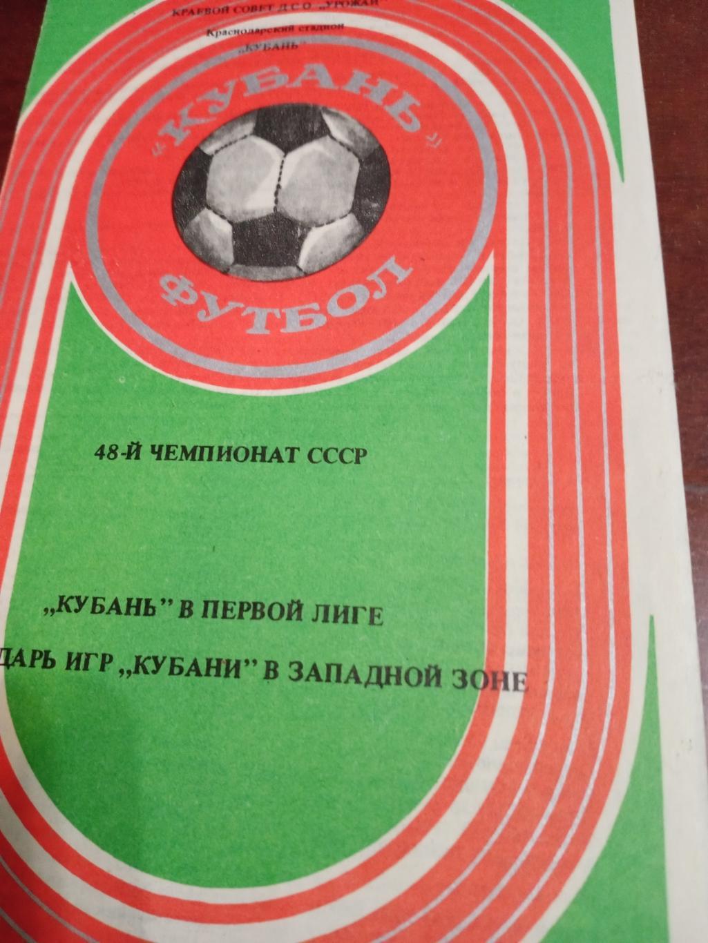 Кубань Краснодар в первой лиге - 1985 год