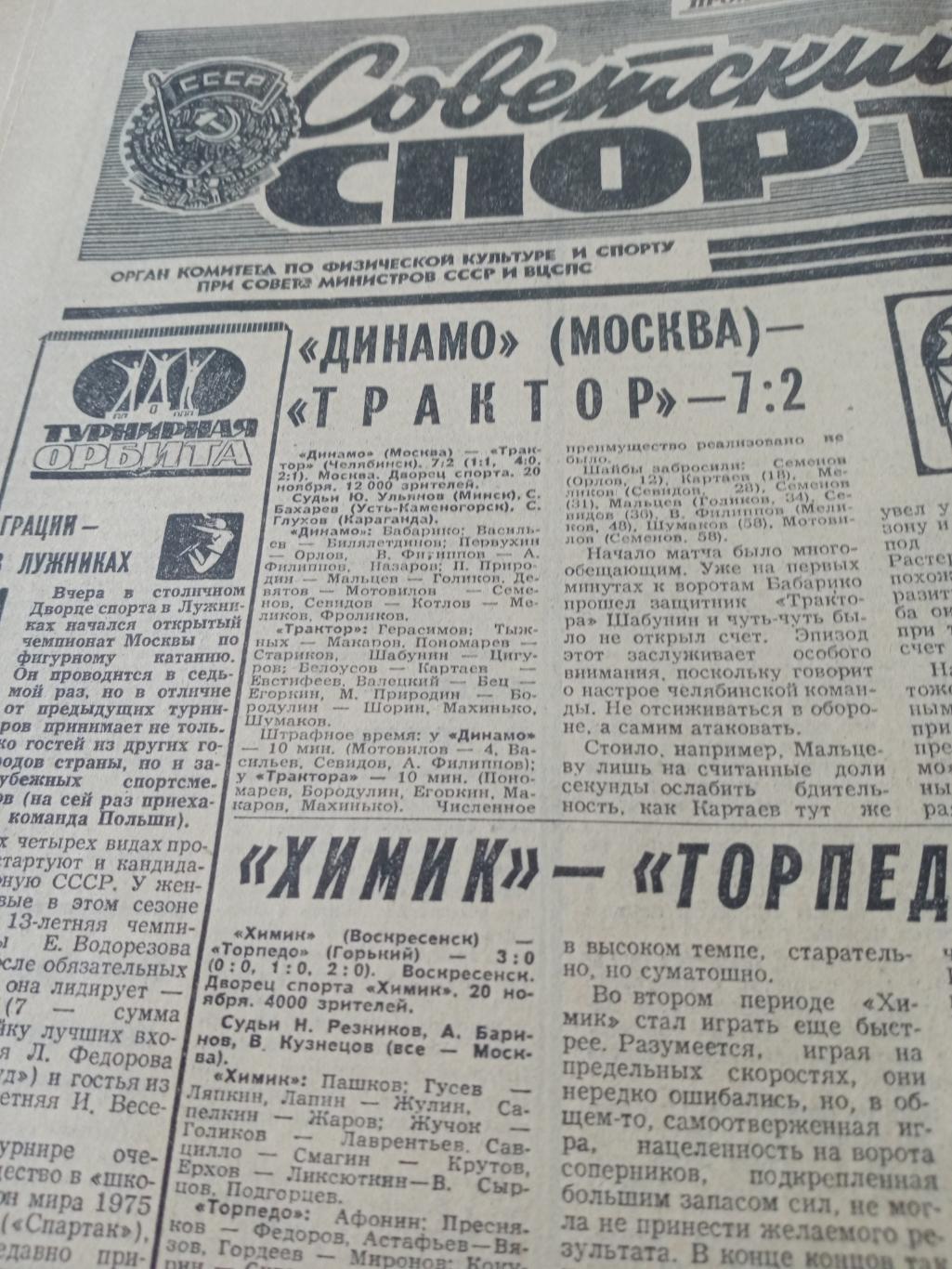 Советский спорт. 1976 год, 21 ноября