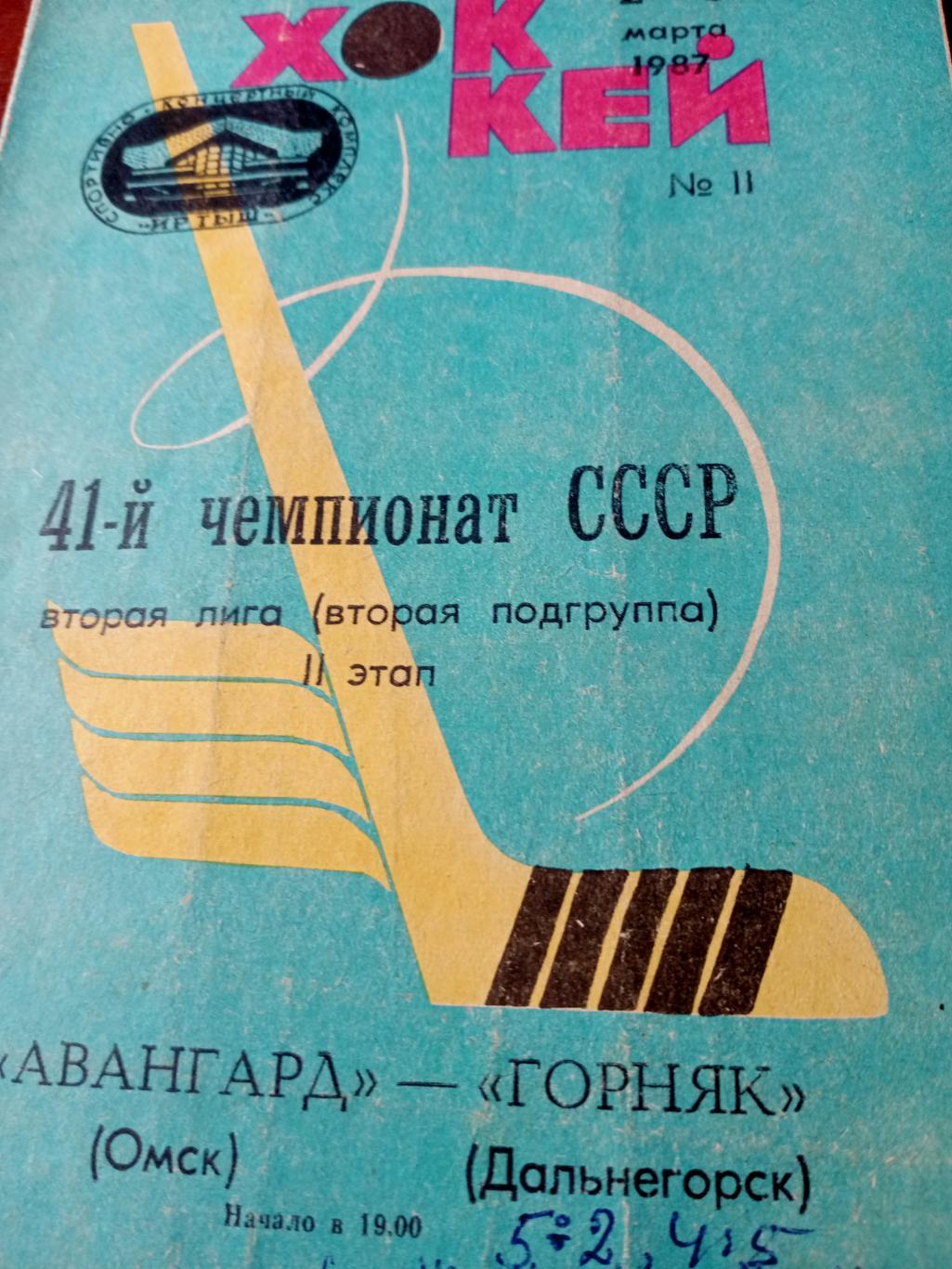 Авангард Омск - Горняк Дальнегорск. 2 и 3 марта 1987 год