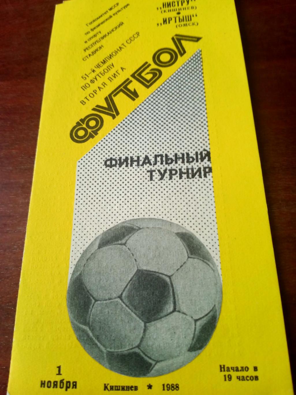 Финальный турнир. Нистру Кишинев - Иртыш Омск. 1 ноября 1988 год