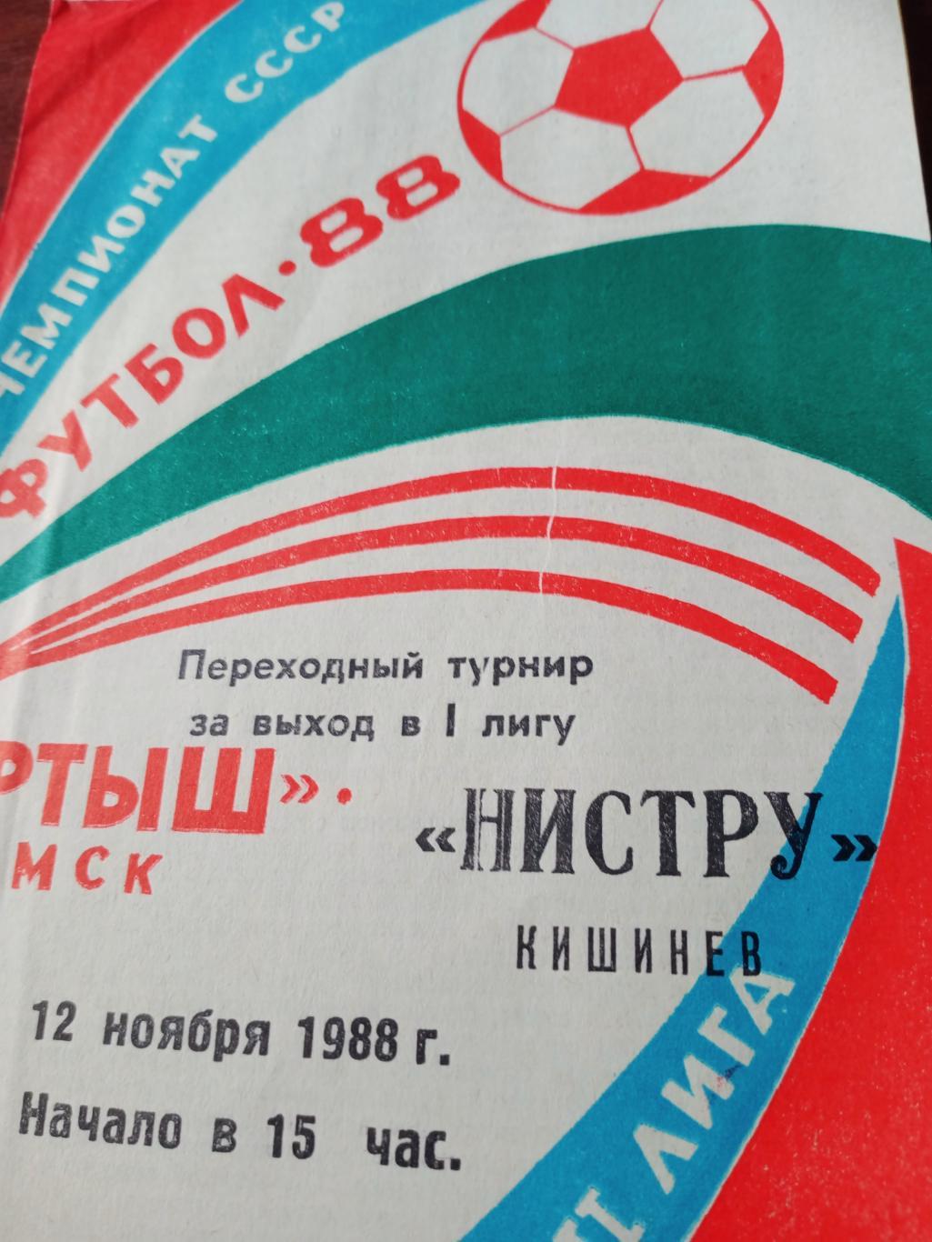 Переходный турнир. Иртыш Омск - Нистру Кишинев. 12 ноября 1988 год