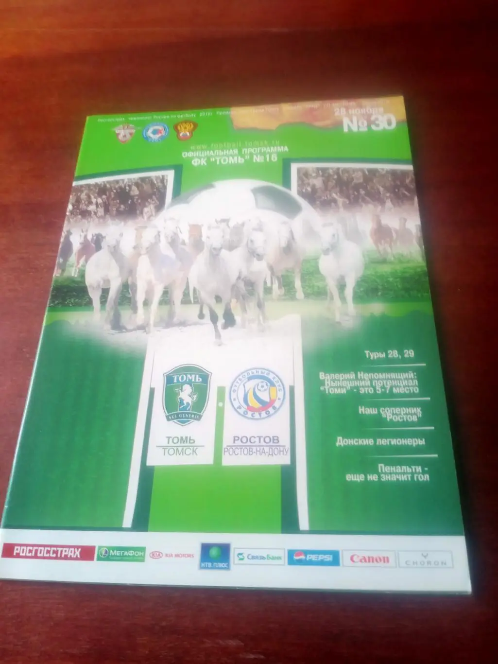 Томь Томск - ФК Ростов. 28 ноября 2010 год