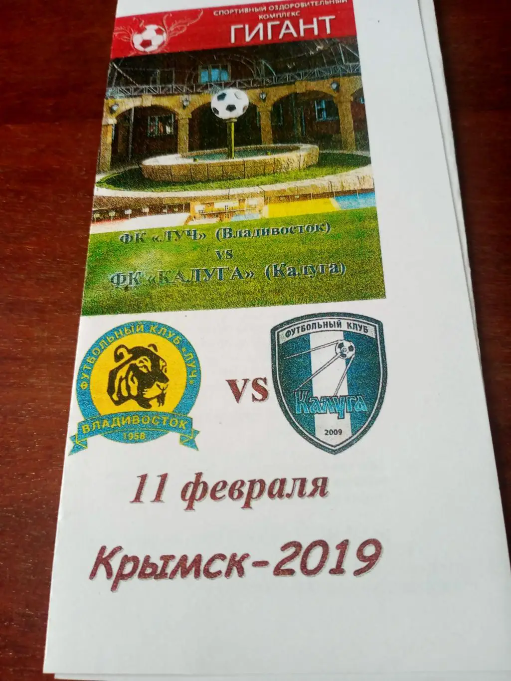 Луч Владивосток - ФК Калуга. 11 февраля 2019 г, город Крымск