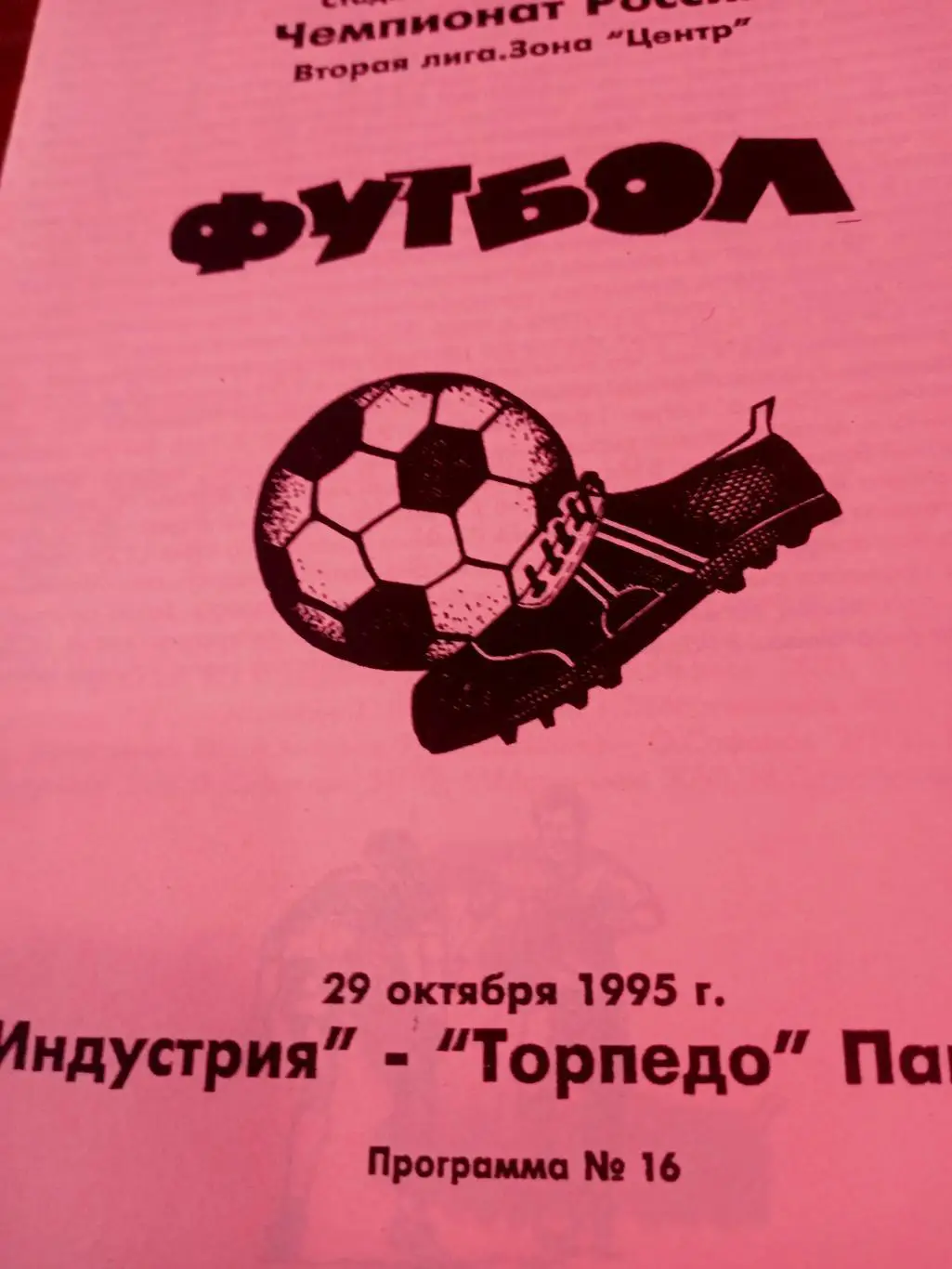 Индустрия Боровской р-он - Торпедо Павлово. 29.10.1995 год