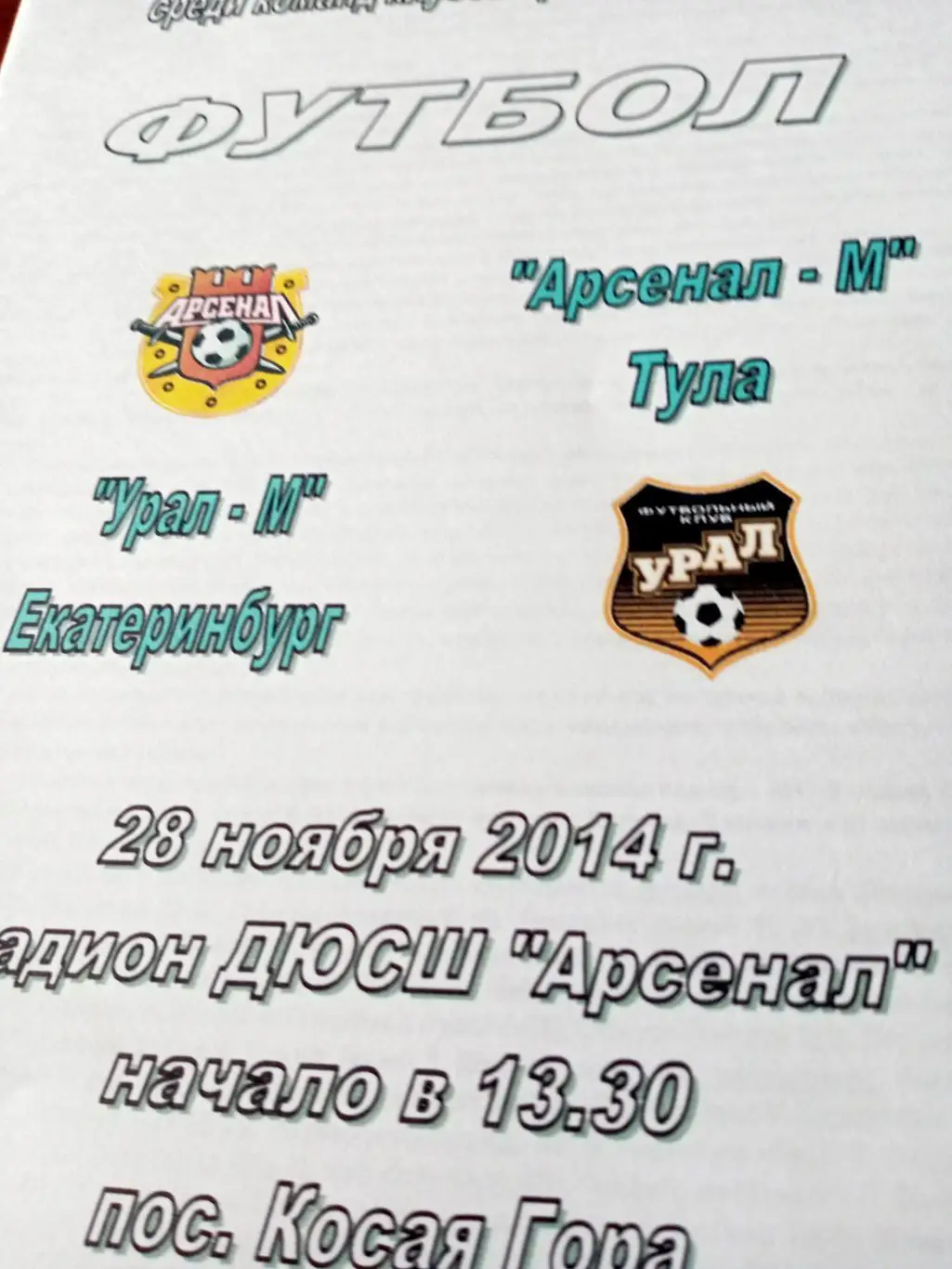 Арсенал-М Тула - Урал-М Екатеринбург. 28 ноября 2014 год