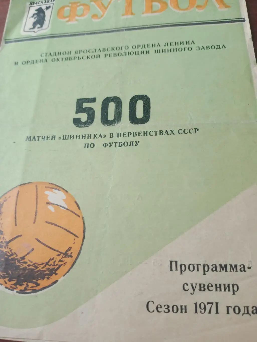 Футбол. 500 матчей Шинника Ярославль в первенствах СССР. Сезон 1971 г