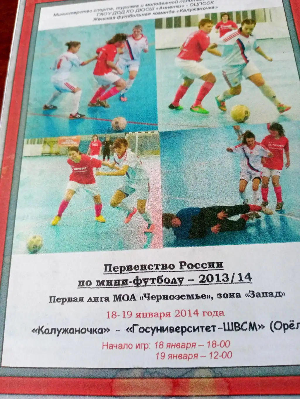 Калужаночка - Госуниверситет-ШВСМ Орёл. 18 и 19 января 2014 год