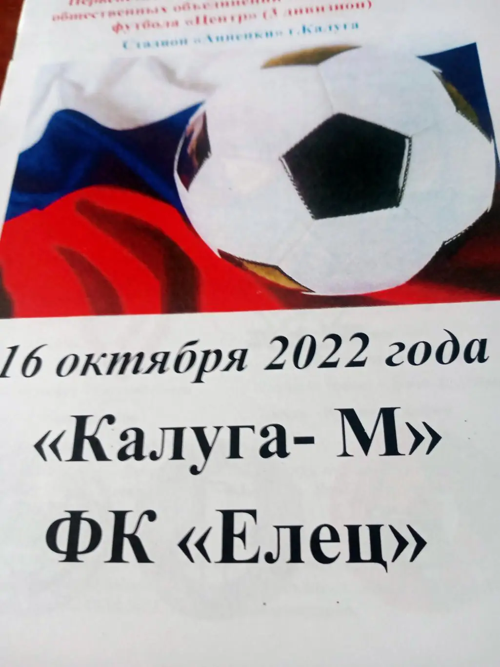 Калуга-М - ФК Елец, Липецкая обл. 16 октября 2022 год