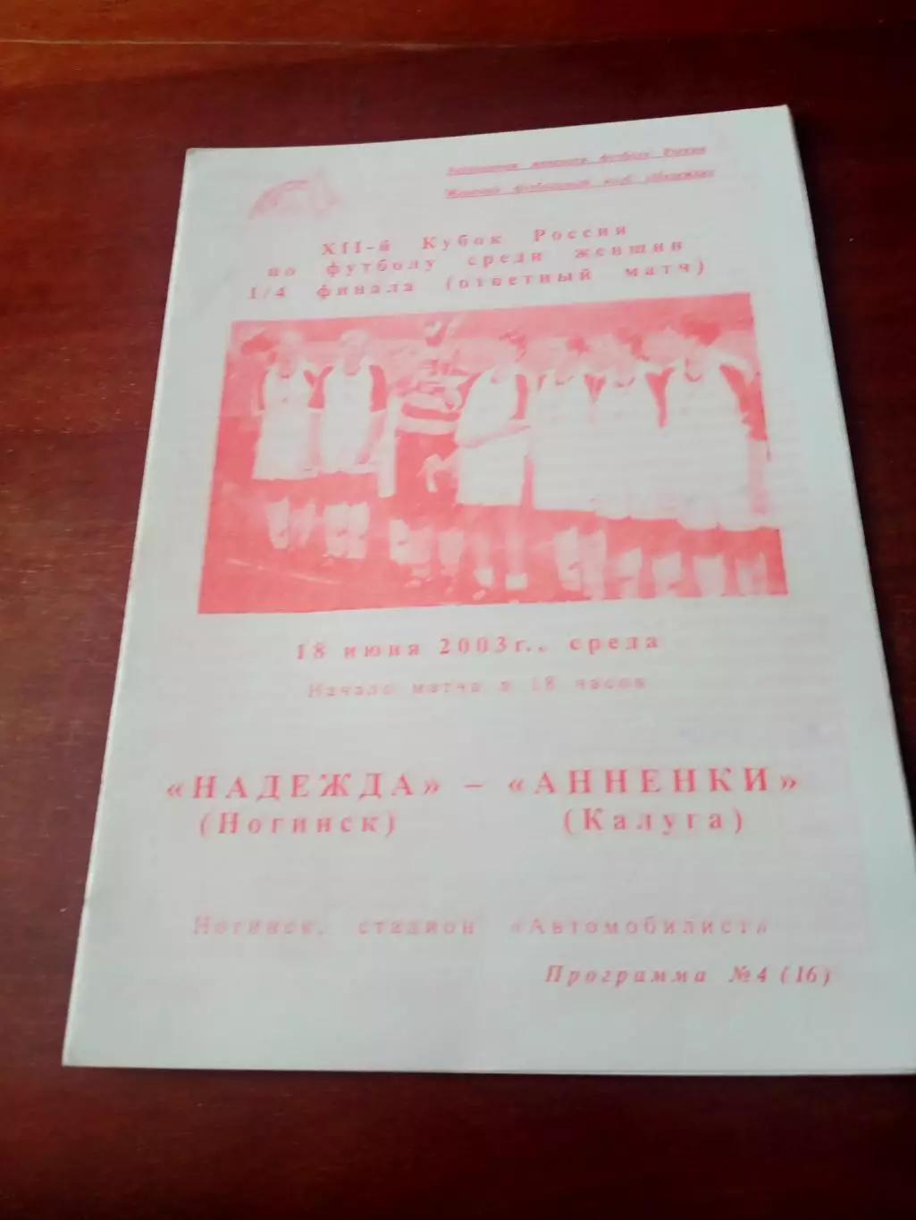 Кубок России. Надежда Ногинск - Анненки Калуга. 18 июня 2003 год