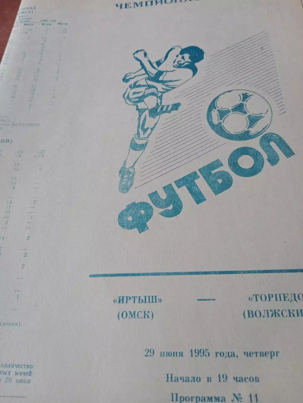 Иртыш Омск - Торпедо Волжский. 29 июня 1995 г