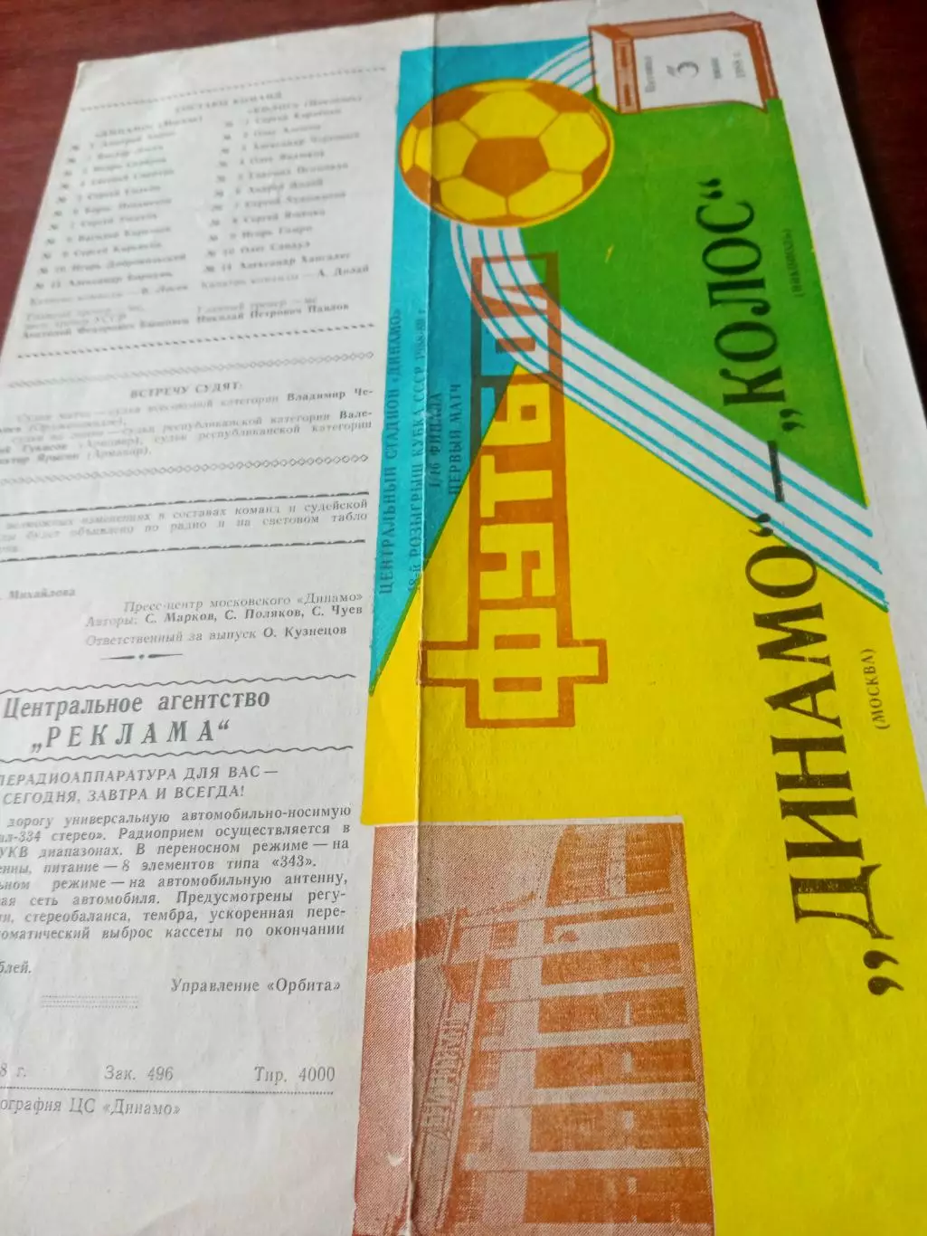 Кубок СССР. Динамо Москва - Колос Никополь. 3 июня 1988 год.
