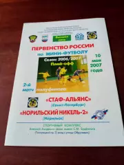 Плей-офф.СТАФ-Альянс Санкт-Петербург - Норильский Никель-2. 10 мая 2007 г