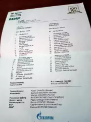 Стартовый протокол. Зенит СПб - Оренбург. 5 октября 2024 год