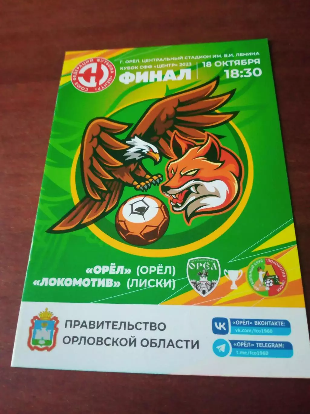 Финал. ФК Орёл - Локомотив Лиски. 18 октября 2023 год.