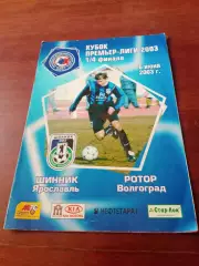Кубок Премьер-лиги. Шинник Ярославль - Ротор Волгоград. 6 июня 2003 год