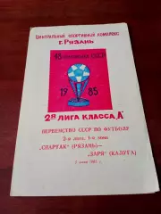 Спартак Рязань - Заря Калуга. 5 июня 1985 год