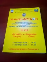 МиК Калуга - Командор Орёл. 16 и 17 декабря 2006 год.