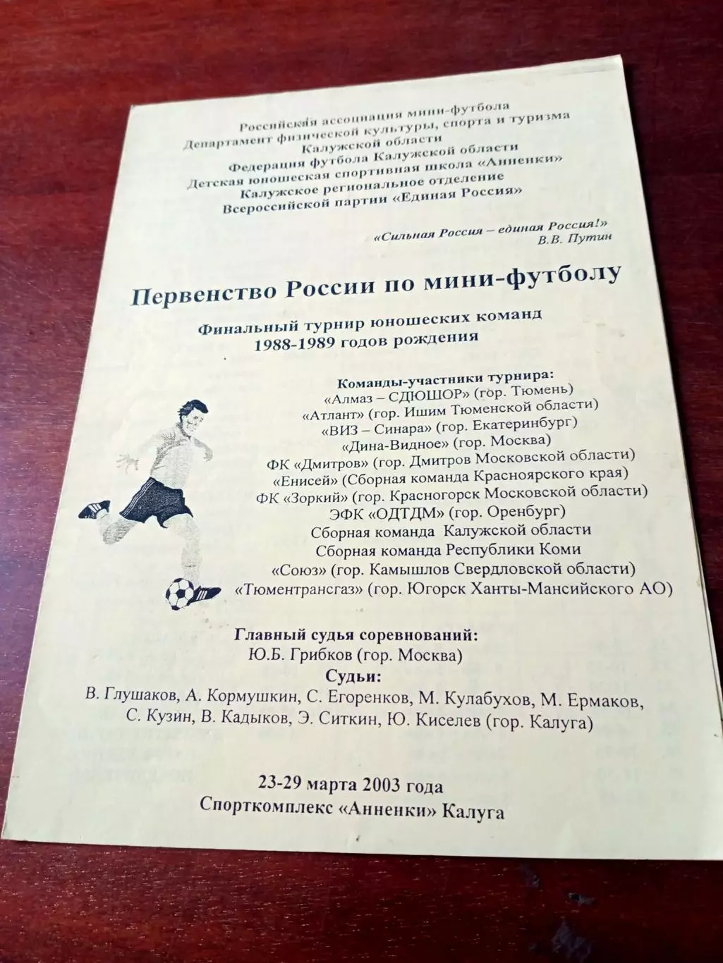 Финал. Юноши 1988-1989 гг.р. Калуга - 2003 год - см.состав