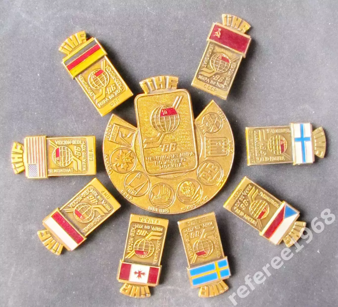 Полный набор значков. ЧМ по хоккею 1986, Москва. 1