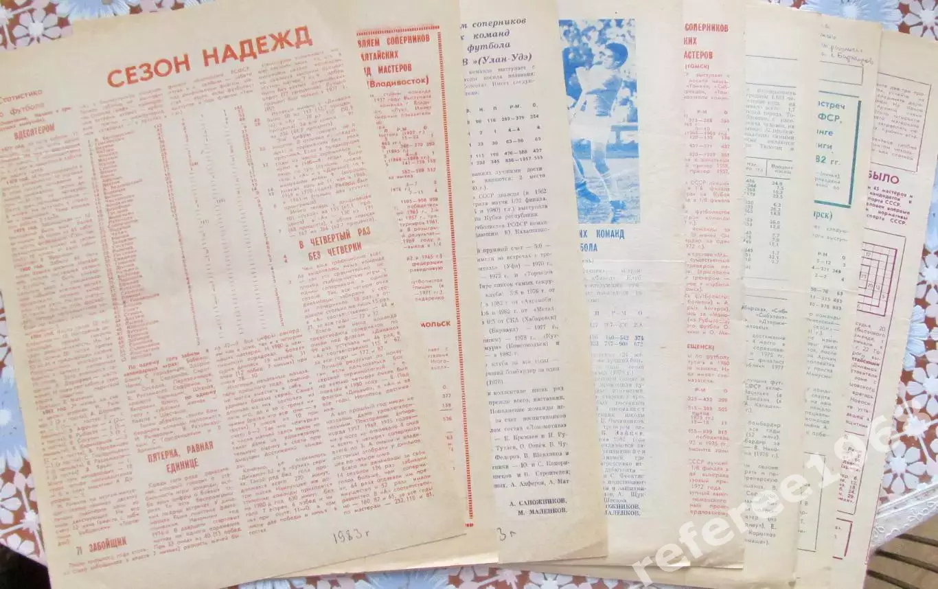 Газета На спортивных аренах Алтая 1983. Футбольные страницы из 8 номеров.