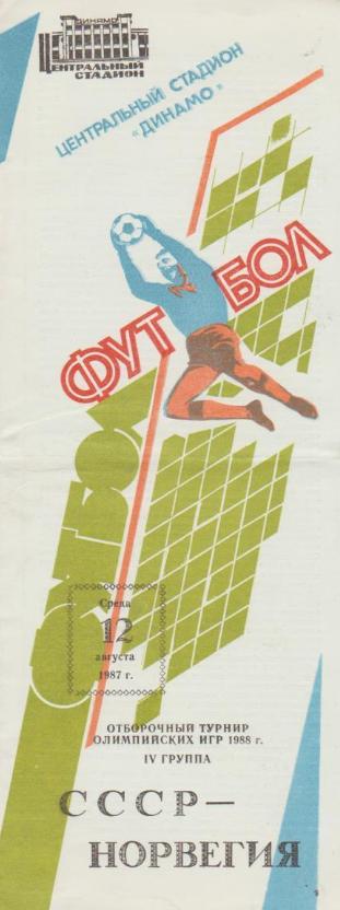 Сборная СССР - сборная Норвегии, Олимпийский отбор, 12.08.1987 год