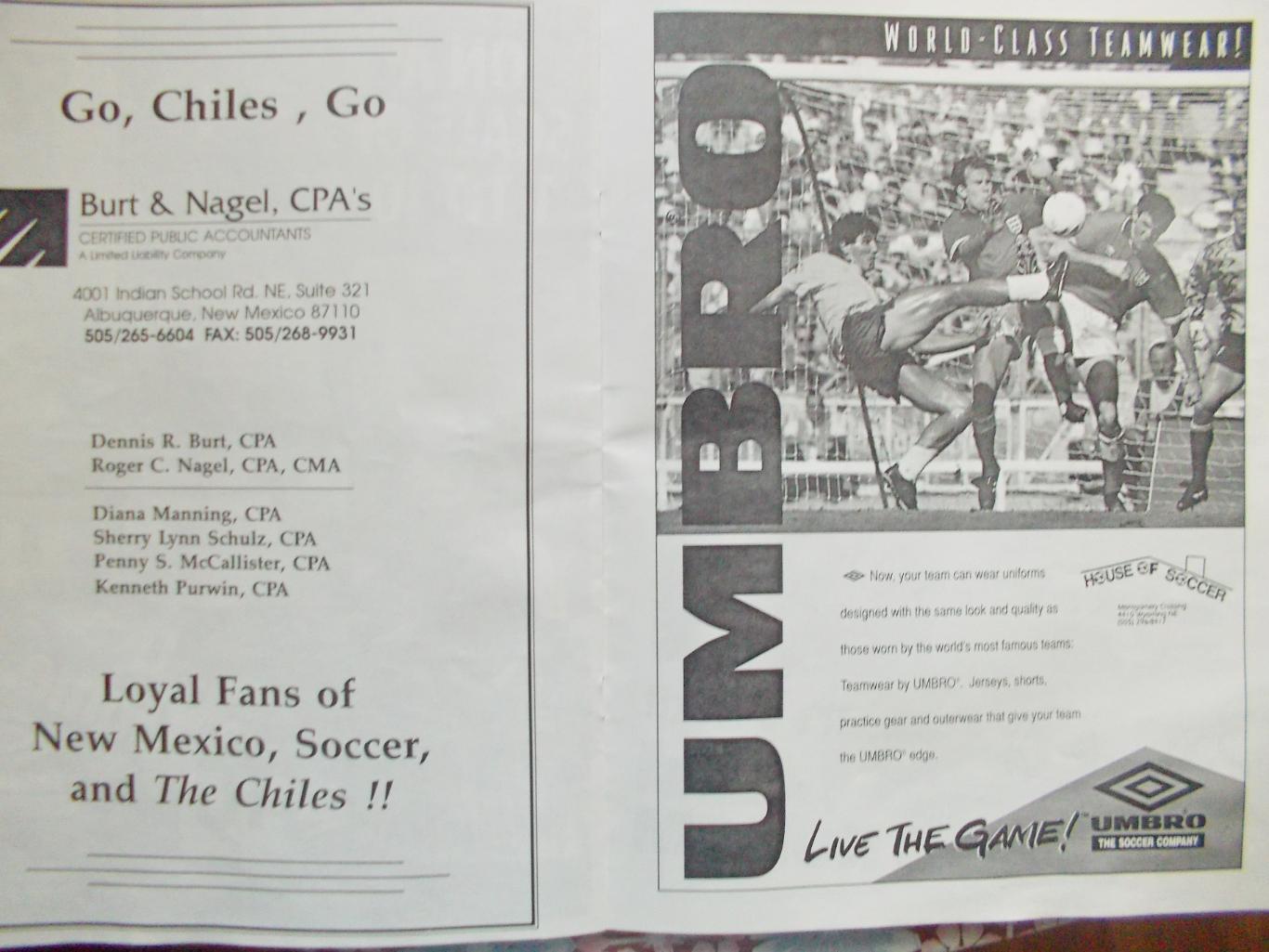 Сезонный буклет-справочник Нью Мексико Чаилз, США, 1996 год, футбол. 2