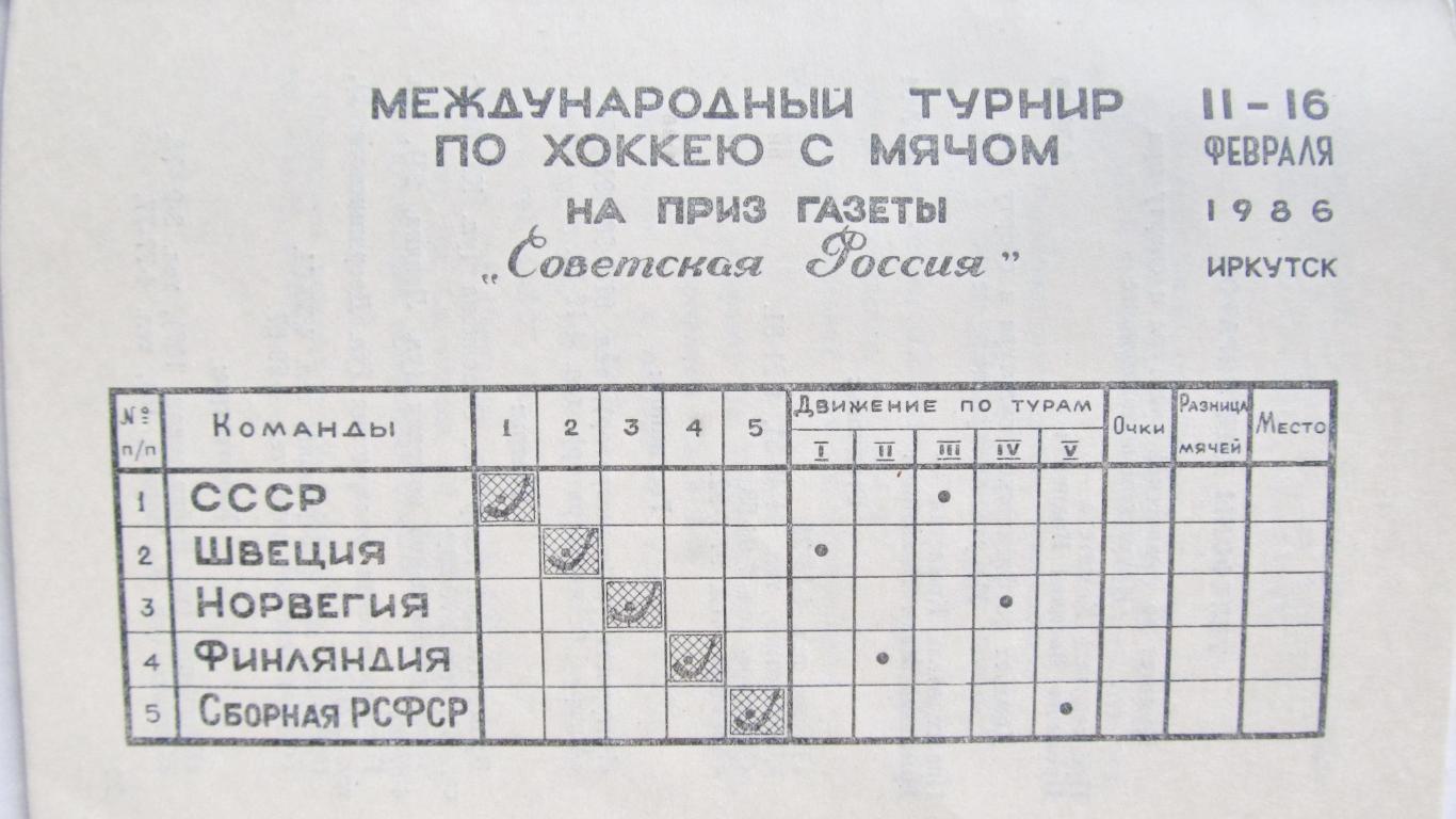 М/народный турнир Советская Россия. Иркутск, 1986. 1