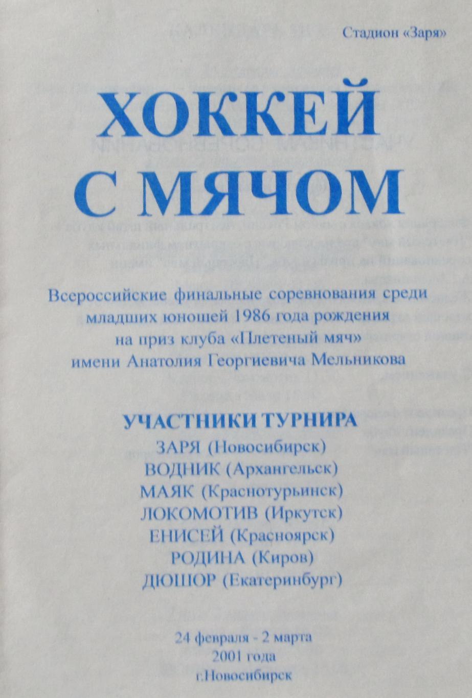 Финал Плетеный мяч среди младших юношей. Новосибирск, 2001