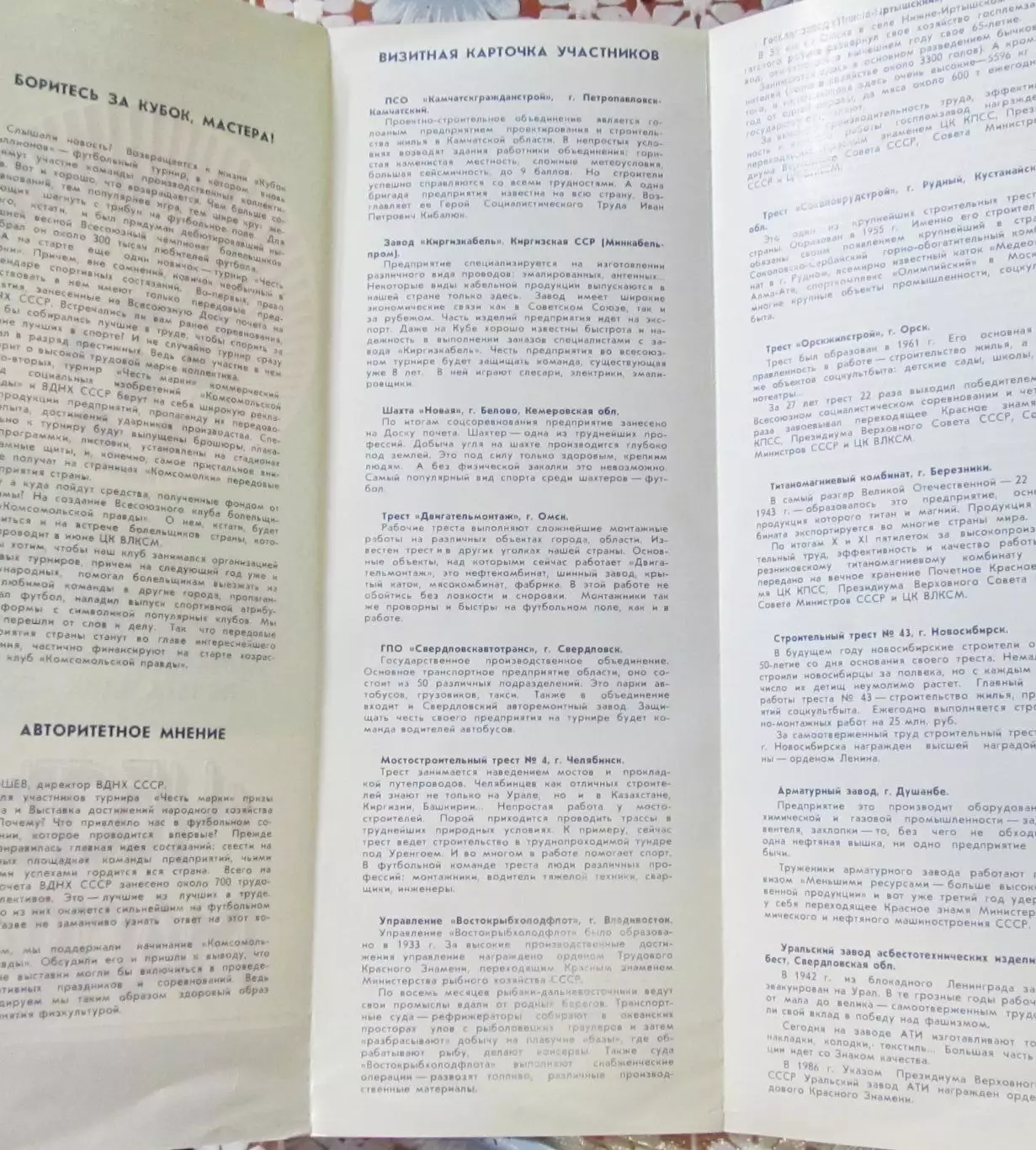 Мини-футбол среди передовых предприятий страны Честь марки, 1988 1