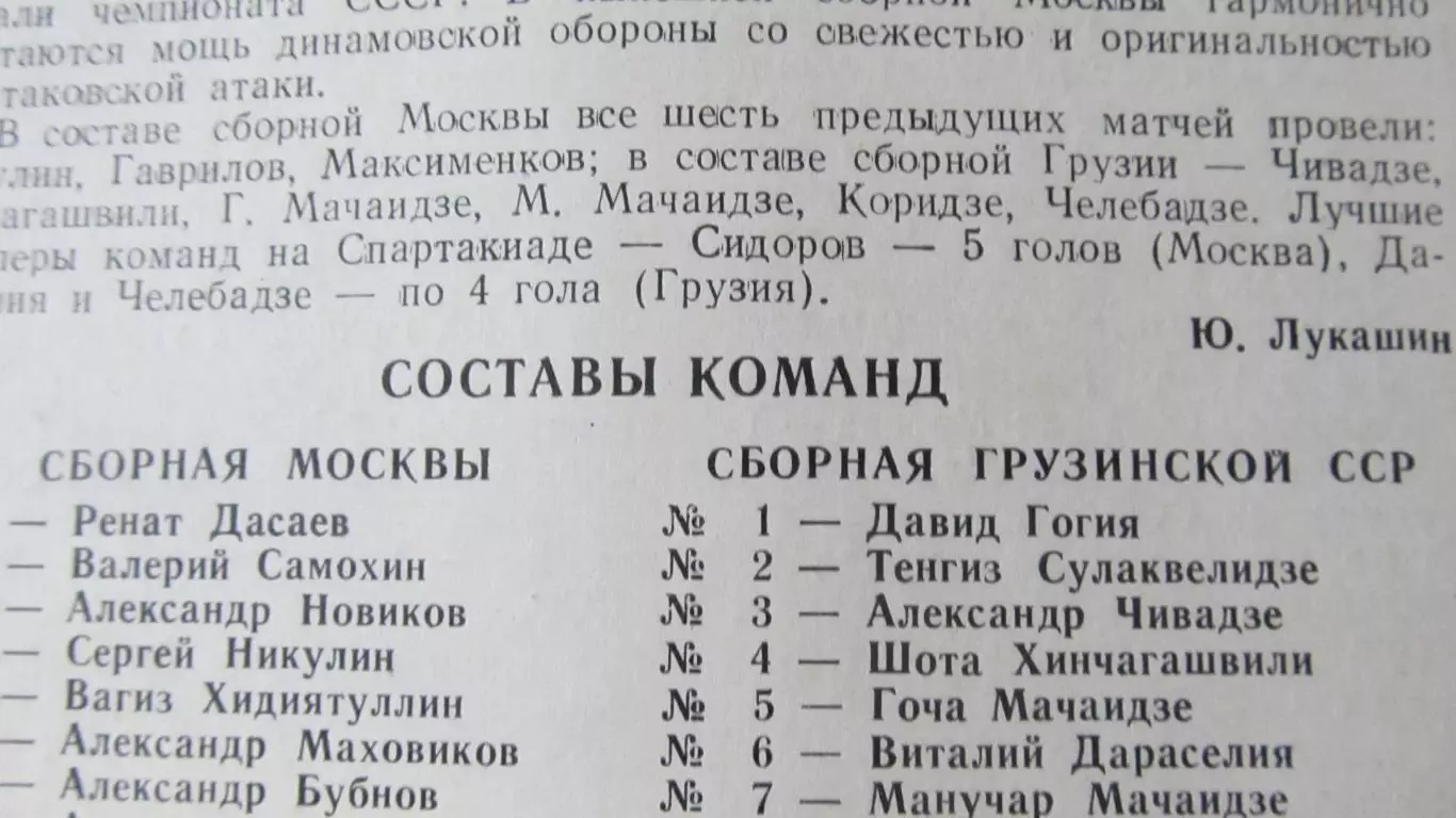 Сборная Москвы-Сборная Грузинской ССР. Финал 1979 2