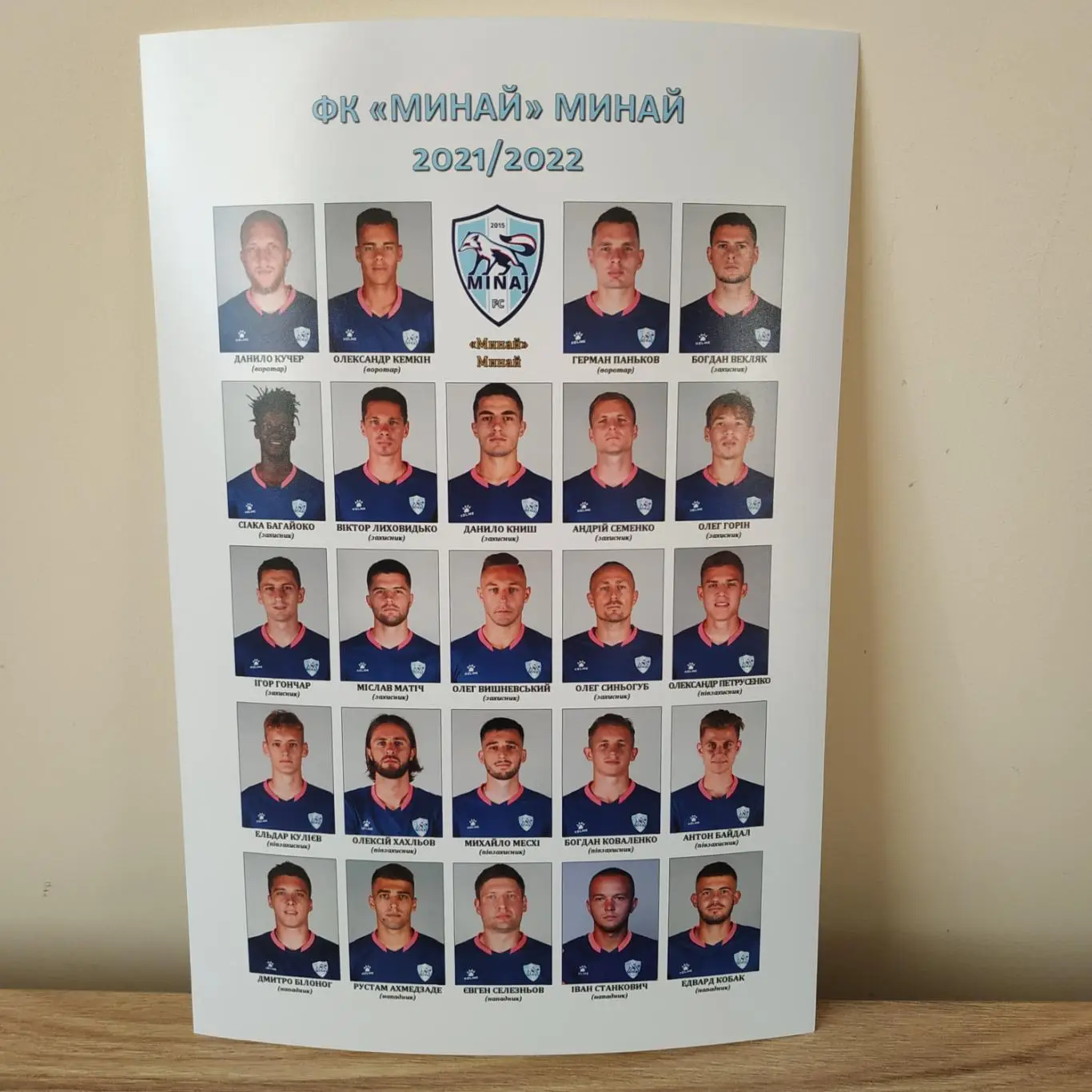 ФК Минай – склад команди, УПЛ 2021/22 1