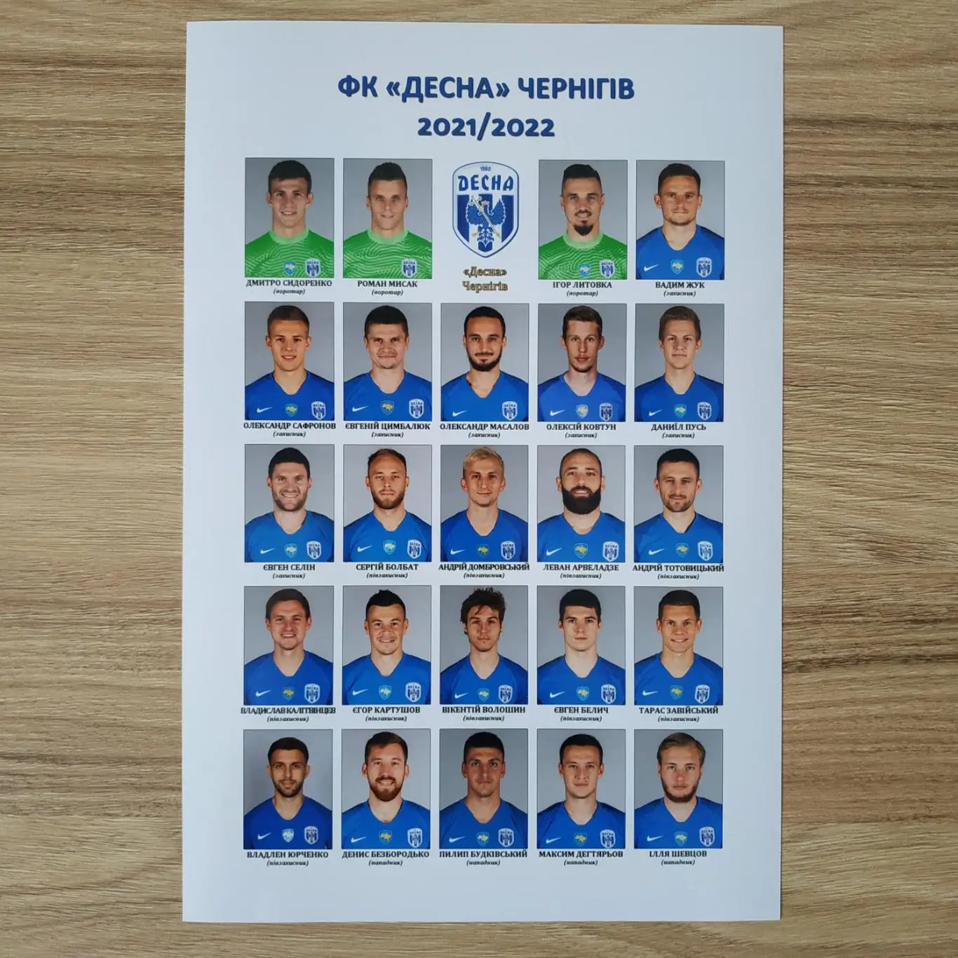 ФК «Десна» Чернігів – склад команди, УПЛ 2021/22