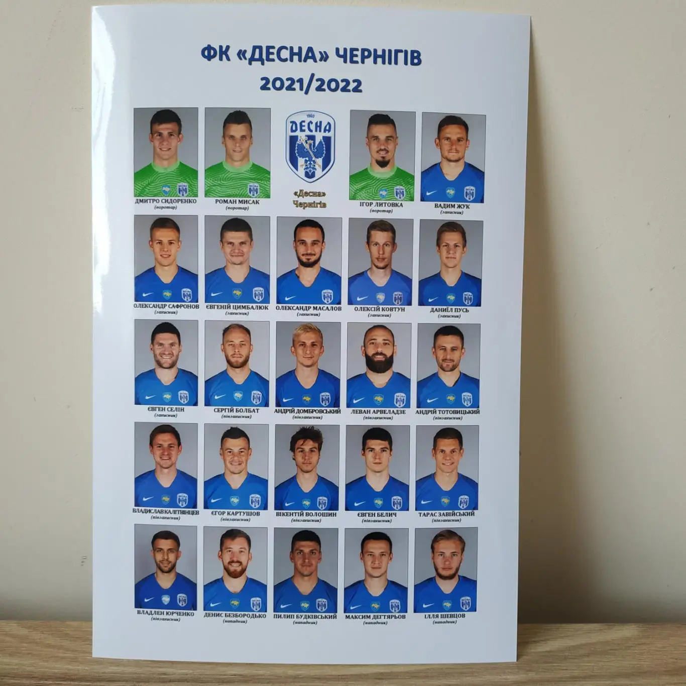 ФК «Десна» Чернігів – склад команди, УПЛ 2021/22 1