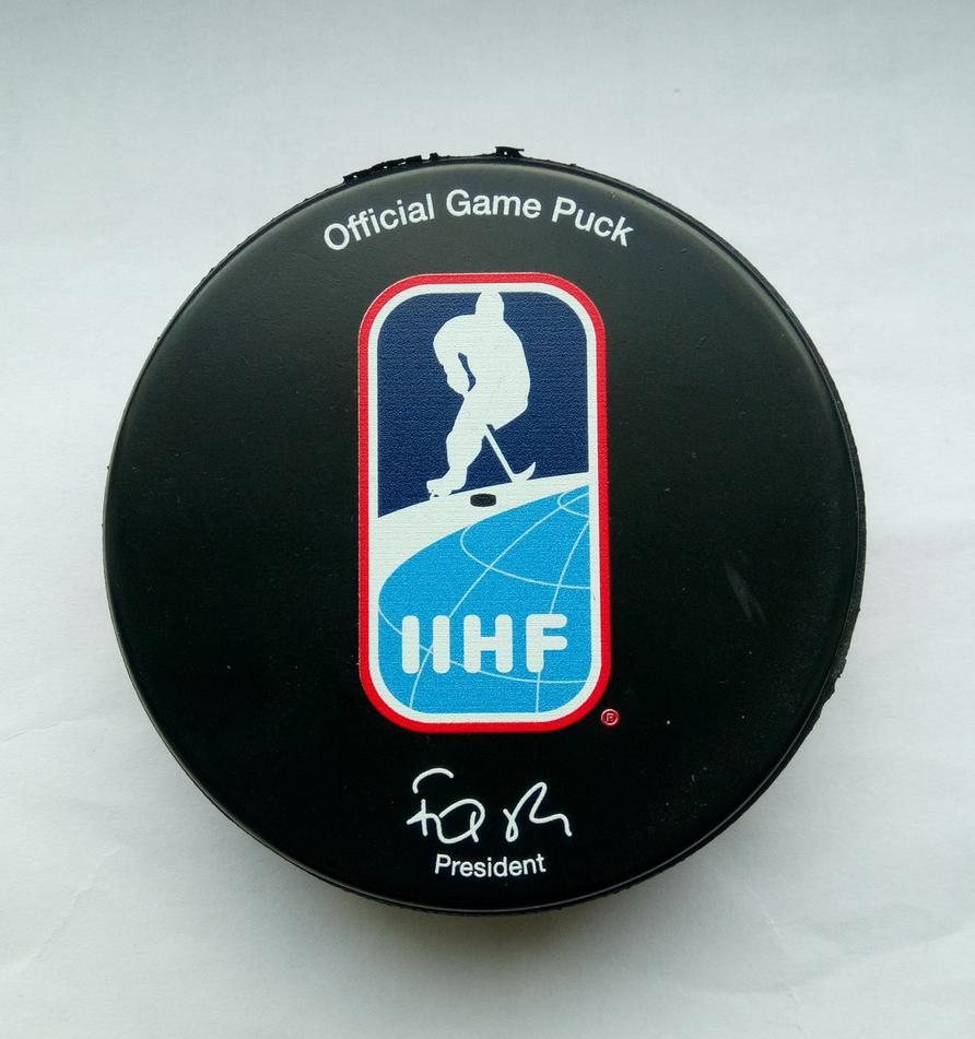 ХОККЕЙ официальная игровая шайба IIHF ЧМ 2018 - I див., группа Б Каунас, Литва 1